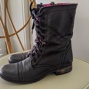 Betsey Johnson Black leather combat boots size 8